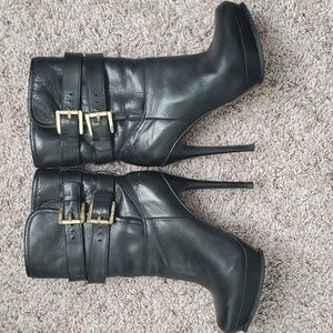 Michael Kors Mae Black Boots Fur Lining US5.5 Retail $350 Hardly Used!